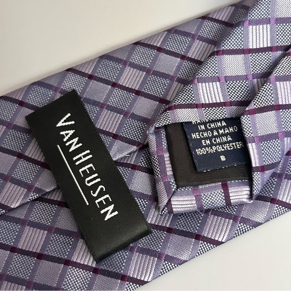 Van Heusen Elegant Purple Checkered 58” Tie - Picture 3 of 3